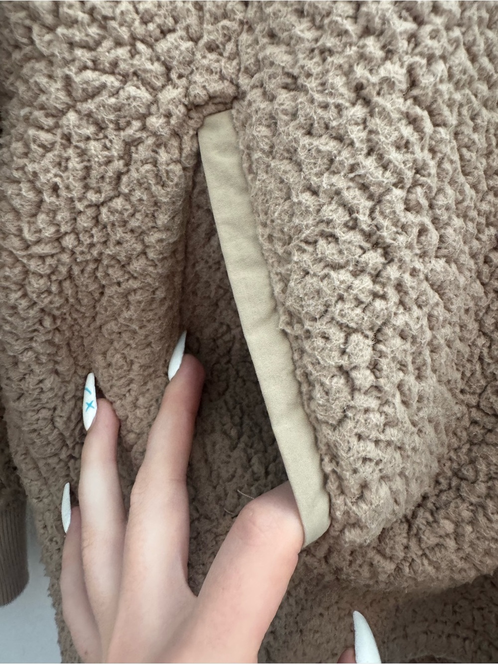Men’s Goodfellow Cozy Teddy Sherpa Quarter-Zip Pullover - Taupe - Picture 5 of 8